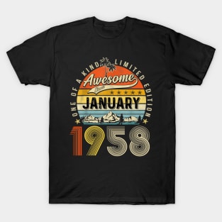 Awesome Since January 1958 Vintage 65th Birthday T-Shirt